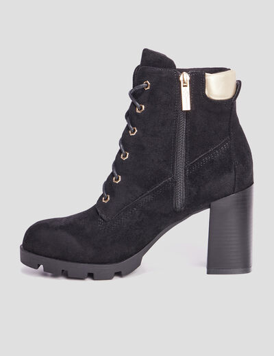 Bottines à talons à lacets noir femme