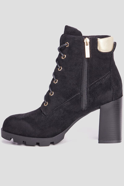 Bottines à talons à lacets noir femme