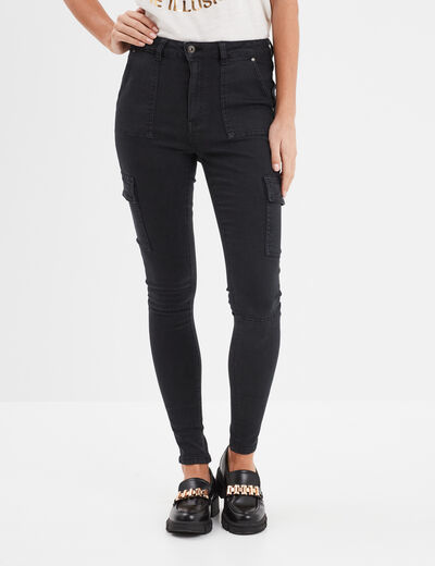 Pantalon cargo skinny 7/8ème Liberto noir femme