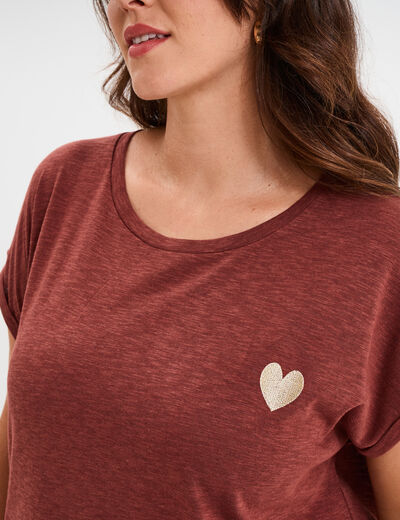 T-shirt manches courtes marron femme grande taille
