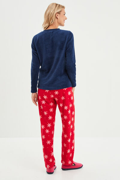 Ensemble pyjama pantalon 2 pièces Stitch bleu marine femme