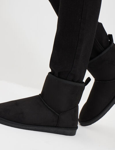 Bottines fourrées plates noir femme