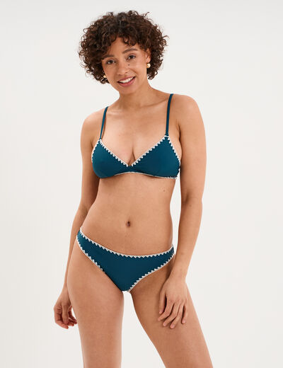 Haut de maillot de bain triangle bleu p&eacute;trole femme