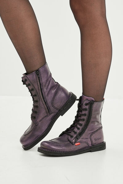 Bottines en cuir Kickers Meetickzip violet femme