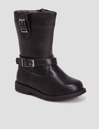 Bottes zippées avec boucles noir bébé fille