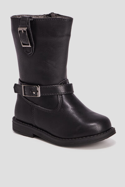 Bottes zippées avec boucles noir bébé fille