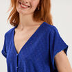T-shirt dentelle avec boutons bleu electrique femme