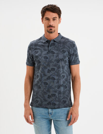Polo droit manches courtes coton bleu foncé homme