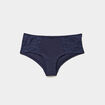 Boxer en coton avec dentelle bleu marine femme
