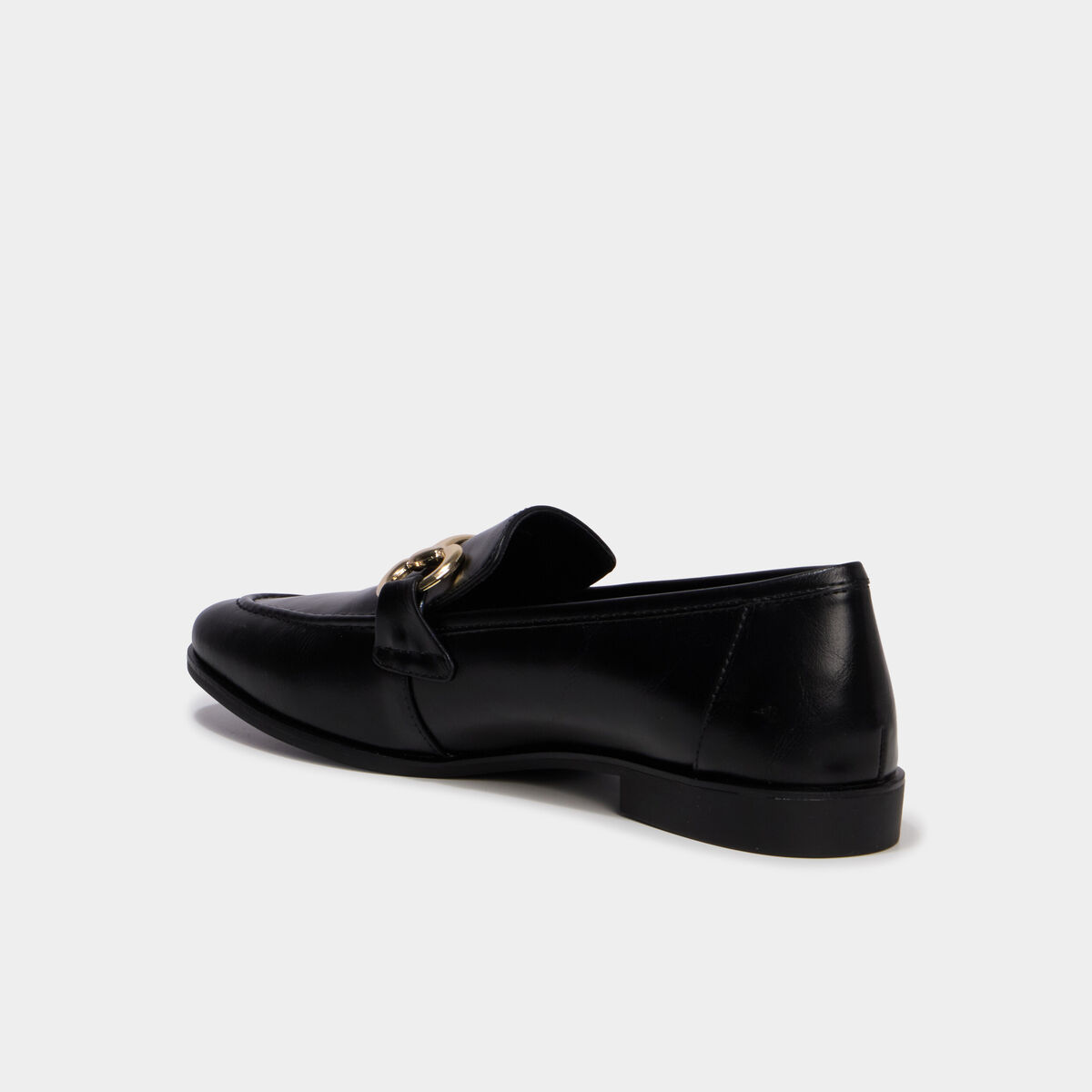 Mocassin femme &agrave; boucle m&eacute;tal plate noir femme
