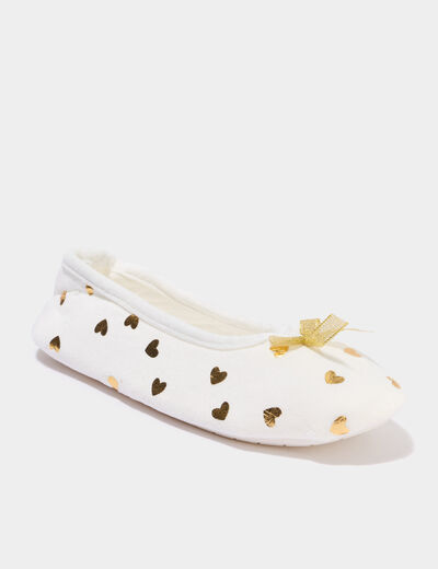 Chaussons ballerines avec pochette blanc femme