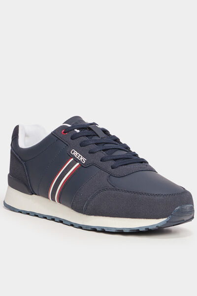 Baskets running &agrave; lacets bleu marine homme