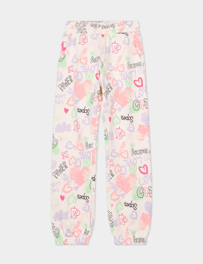 Pantalon de jogging bas élastiqué beige fille