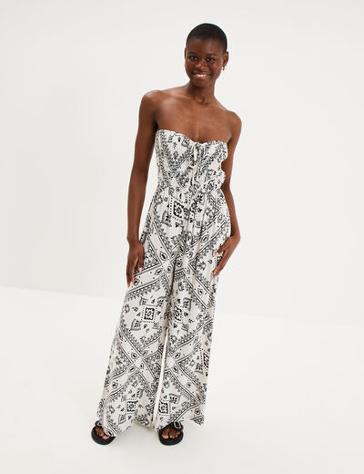 Combinaison pantalon bustier fluide blanc femme