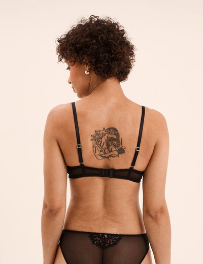 Soutien-gorge foulard dentelle et strass noir femme