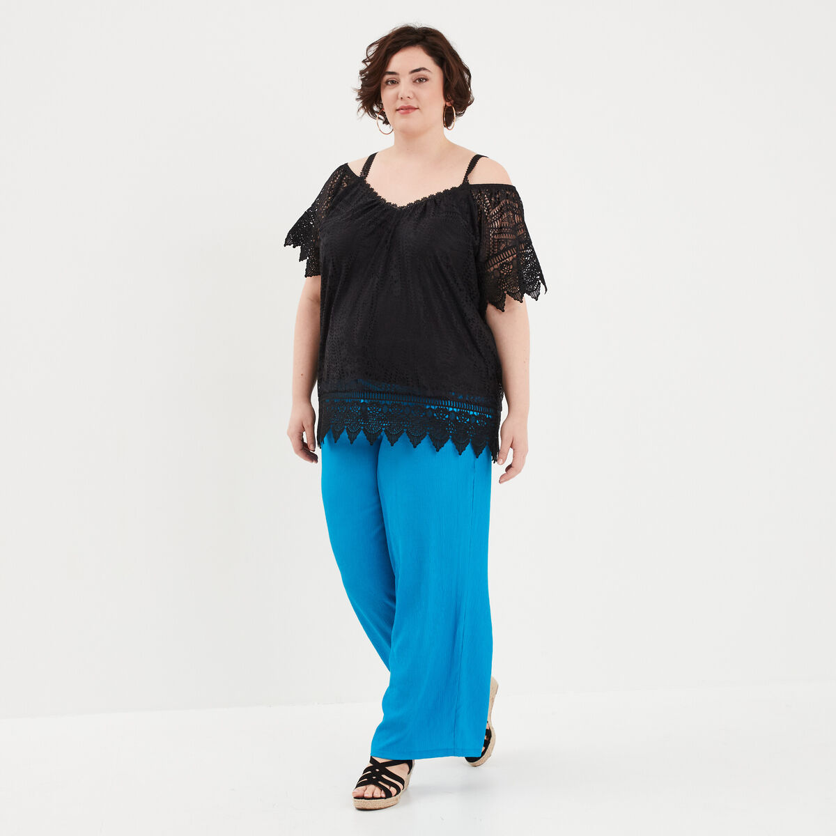 T-shirt manches courtes noir femme grande taille