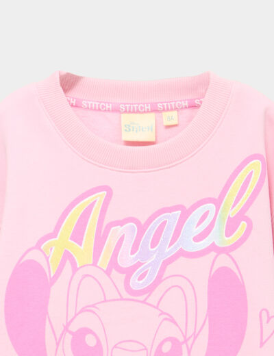 Sweat manches longues Stitch rose fille