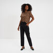 T-shirt coton col rond manches courtes camel femme