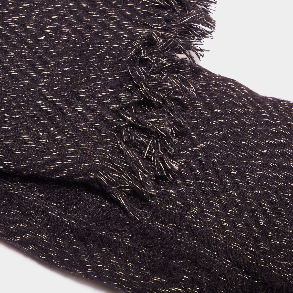 Écharpe à franges fines noir femme