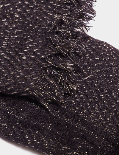 Écharpe à franges fines noir femme