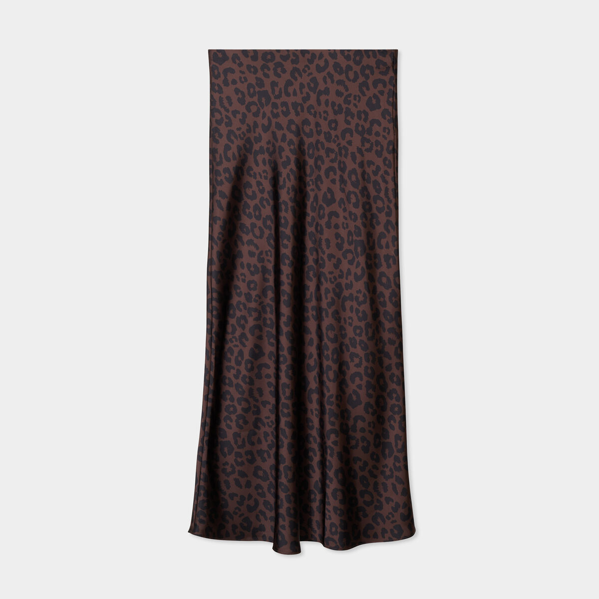 Jupe effet satin midi évasée marron foncé femme
