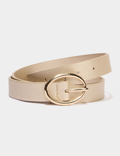 Ceinture boucle ovale couleur or femme