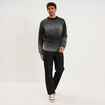 Pull droit col rond manches longues gris fonc&eacute; homme