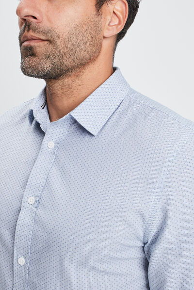 Chemise droite manches longues blanc homme