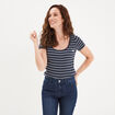 T-shirt col rond manches courtes Creeks bleu marine femme