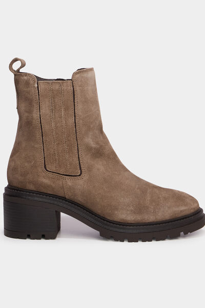 Boots chelsea en cuir &agrave; talons sable femme