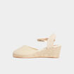 Sandales espadrilles compens&eacute;es toile jaune or femme