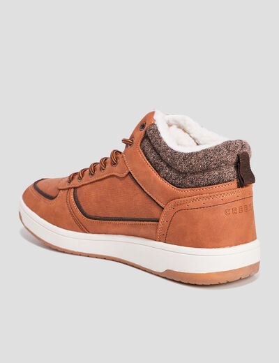 Baskets montantes fourrées marron homme