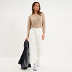 Pull droit col rond manches longues sable femme