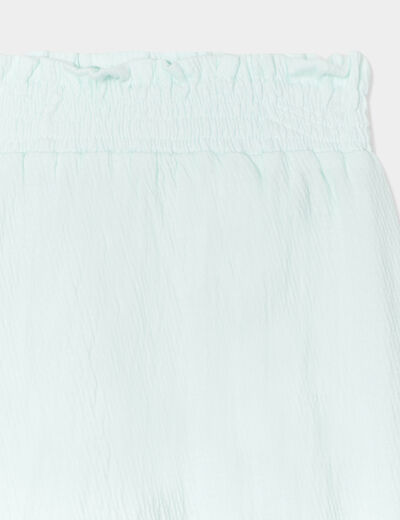 Pantalon fluide taille smockée bleu pastel bébé fille