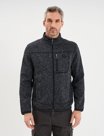 Gilet manches longues col montant gris fonc&eacute; homme