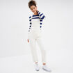 Salopette en jean mom boutonn&eacute;e ecru femme