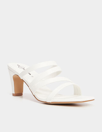 Mules &agrave; talons blanc femme