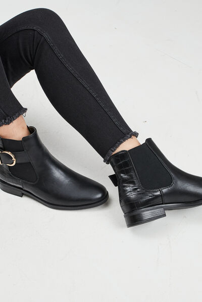 Bottines chelsea plates noir femme