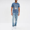 T-shirt droit manches courtes coton bleu fonc&eacute; homme