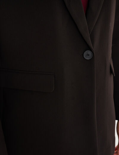 Blazer ajust&eacute; mi-long 1 bouton noir femme