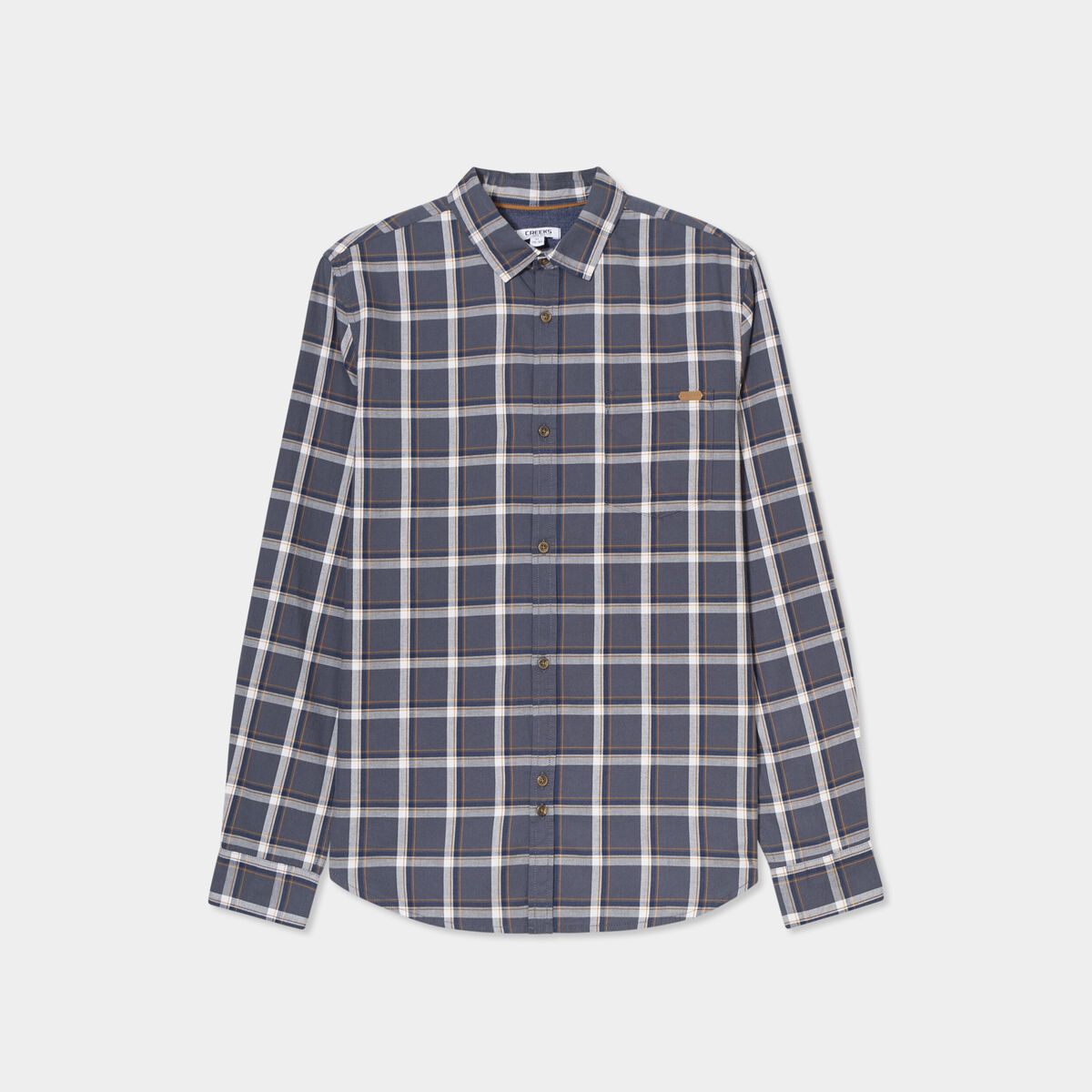 Chemise droite manches retrouss&eacute;es bleu fonc&eacute; homme