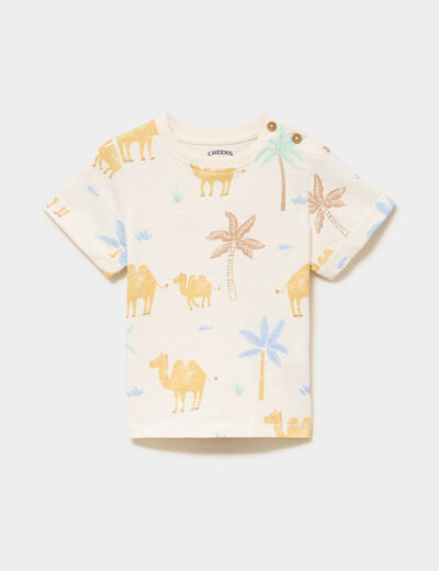 T-shirt avec manches courtes coton creme b&eacute;b&eacute; gar&ccedil;on