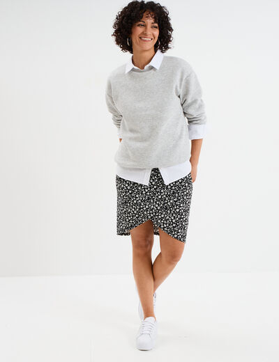 Jupe tulipe courte taille élastiquée noir femme