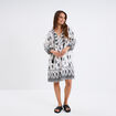 Robe trapèze col tunisien avec noeud ecru femme