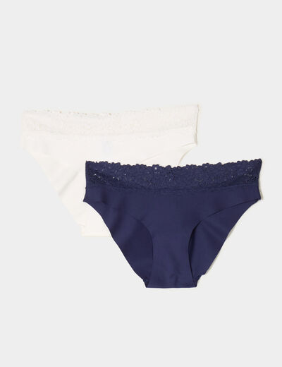 Lot 2 culottes dentelle sans couture blanc femme