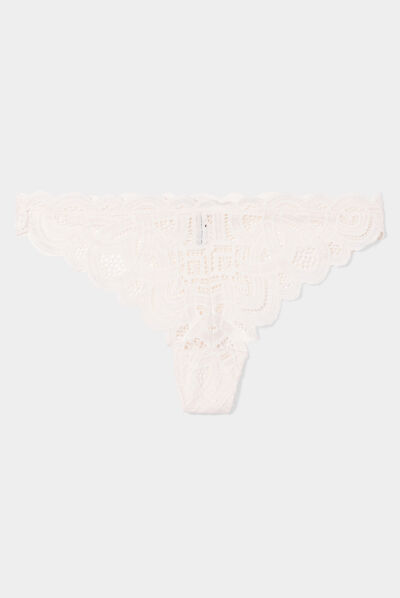 Tanga en dentelle ivoire femme