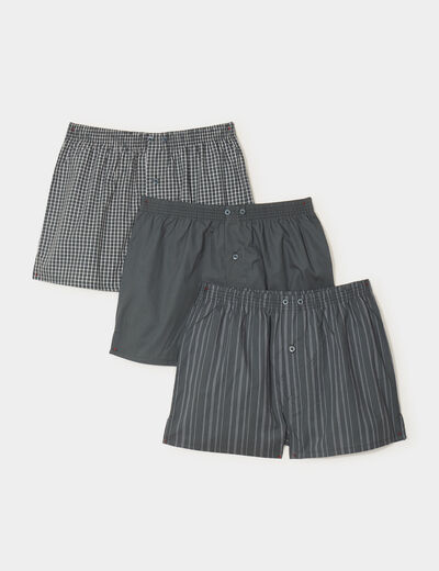 Lot 3 caleçons en coton vert kaki homme