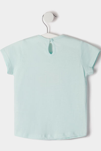 T-shirt à manches courtes Kimbaloo bleu turquoise bébé fille