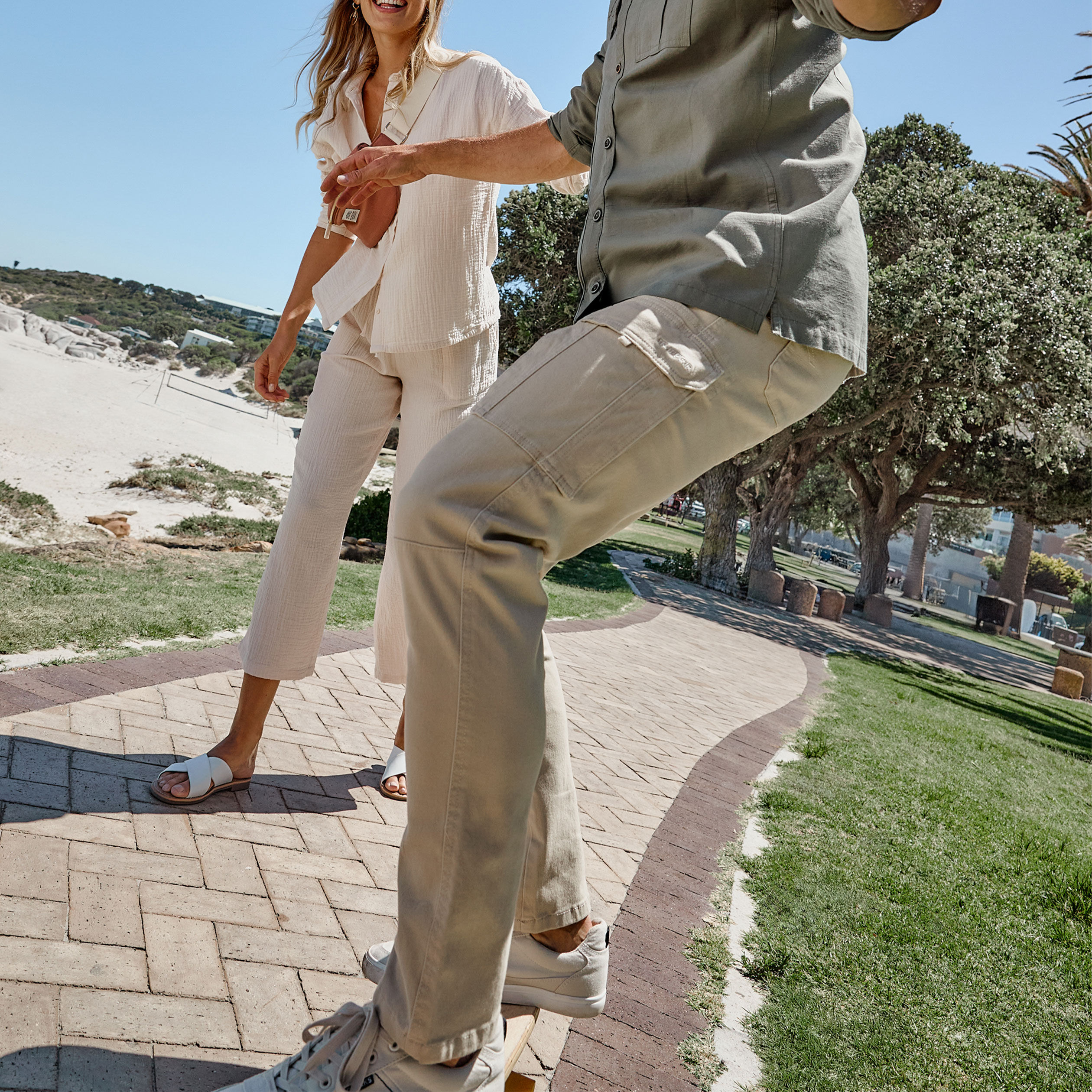 Pantalon cargo ceinturé Trappeur marron cognac homme TRAPPEUR