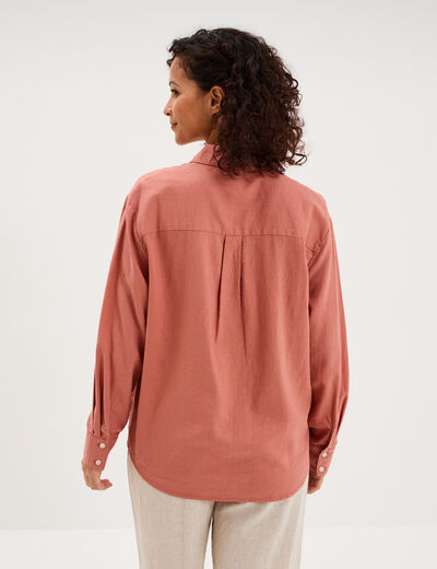 Chemise oversize lin m&eacute;lang&eacute; terracotta femme